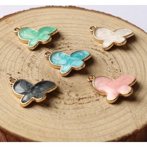 10 PC Little Cute Butterfly Shape Charm DIY Jewelry Bracelet Necklace Pendant Charms Gold Tone Enamel Floating Charm