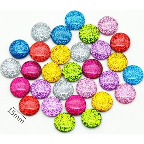 10PCS 15mm Half Round Giltter Resin Cabochons|DIY Flatback Cabochons|Resin Flatback Embellishment Buttons