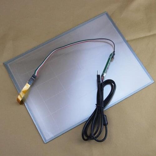 4 Wire 15 Inch USB Touch Screen+USB Controller Board 322*247mm Touch Panel, 4 Wire Resistive Industrial USB Touch Glass