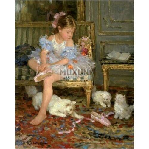 5D DIY Diamond Painting Girl and cat Diamond Mosaic Cross Stitch Diamond Embroidery picture Home Decor Ballet girl