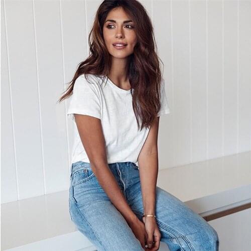 QICIUS Basic T Shirts for Women Female Summer Black White Cop Top Casual Haut Femme Fashion Camisetas De Mujer Streetwear 2021