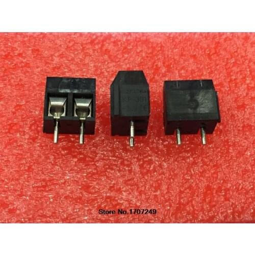 Free Shipping 100PCS Black KF301-5.0-2P KF301-2P KF301 2P "-" Screw 5.0mm Straight Pin PCB bloco terminais Block Connector ROHS