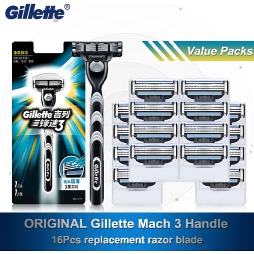 Shaving Razor For Gillette Mach3 Original Handle Safety Stainless Steel Straight Razor With Replacement Razor Blades Cassette