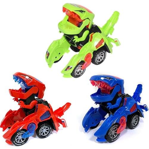 Dinosaur Deformation Toy Car Electric Light Music Racing Childrens Educational Toys Electronic Pet Surprise Birthday Gift