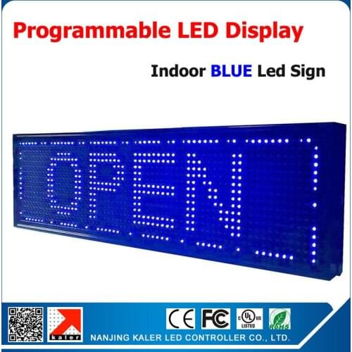 HOT Sale outdoor programmable led signs open led advertising display screen 1/4 p10 single blue led display message 27*8