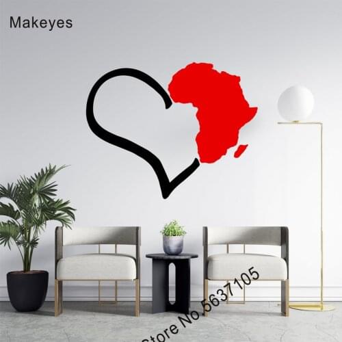 Makeyes Africa Map Wall Decal Heart Livingroom Modern Wall Stickers Home Room Decoration Vinyl Wall Decals Heart Design Q745