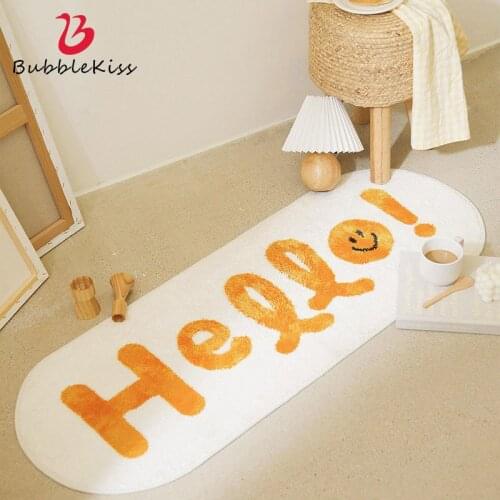 Bubble Kiss Cashmere Fabric Carpet for Living Room Korean Style Cute Cat Pattern Long Bedroom Rug Home Water Absorption Carpet