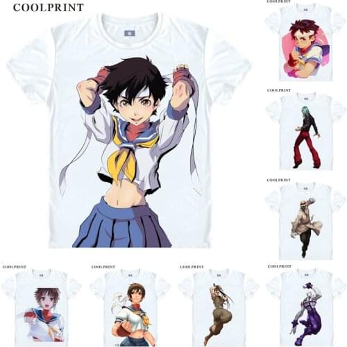 Fighting Game Kasugano Sakura Stanley Artgerm Lau Classic Anime Cosplay Custom Shirt Tank Short Sleeves Vintage Printed Fashion