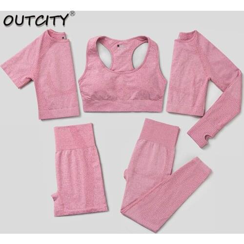 5 Pcs Seamless Yoga Set WomenS Tracksuit Top High Waist Leggings Sports Yoga Sets Women Gym Clothes Workout Clothes For Women