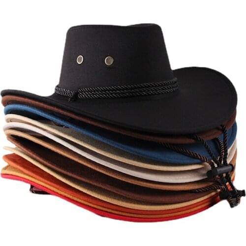 1PCS Western Style Cowboy Hat For Men Women Summer Solid Color Sun Hat Outdoor Wide Brim Hat Male Riding Caps Party Fedora Hat