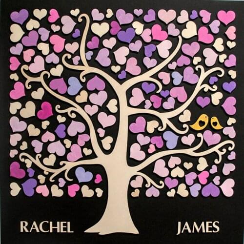 Colorful Wedding Guest Book Tree Gold Birds Baby Shower Rustic Guest Book Wedding Romantic Theme Personalized Guest Book