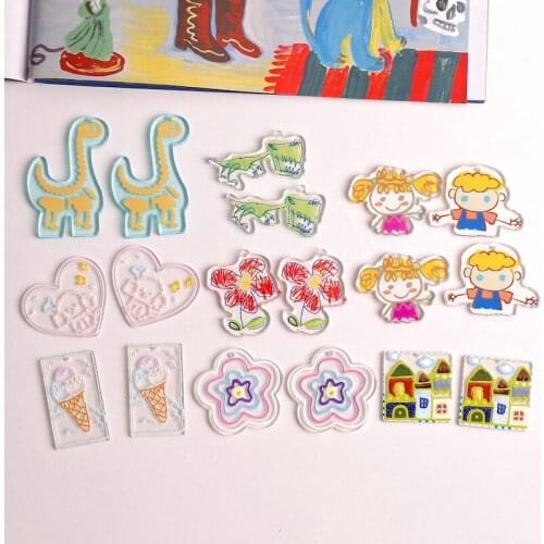 Soft sister hand-painted wind ice cream boy girl dinosaur resin earring pendant DIY jewelry accessories