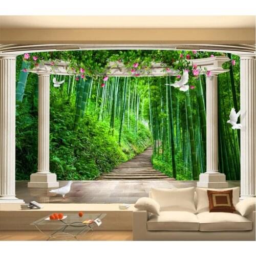 3d room wallpaper custom photo wallpaper European bamboo forest rose garden Home decor 3d wall murals wallpaper for walls 3 d