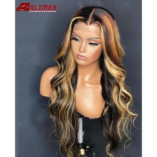Body Wave Lace Front Human Hair Wigs Ombre Highlight Blonde Brown Human Hair Wigs 13x6x1 T Part Human Hair Lace Wigs for Women