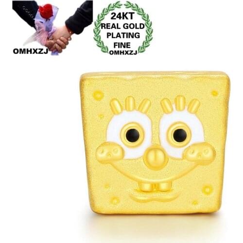 OMHXZJ Wholesale CA350 European Fashion Hot Fine Woman Man Party Birthday Wedding Gift Cartoon Beads DIY 24KT Gold Pendant Charm