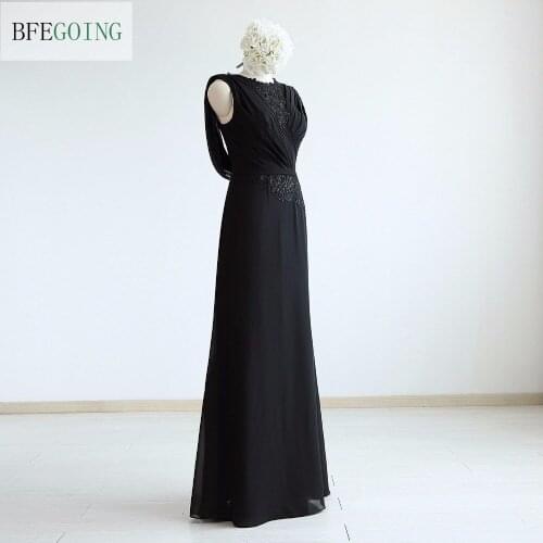 Black Chiffon Sleeveless Floor-Length Mermaid/ Trumpet Mother of the bride dress Custom made