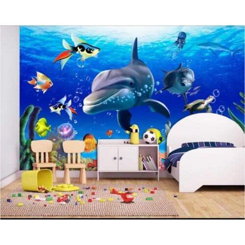 Custom photo wallpapers for walls 3 d Mediterranean wallpaper Fantasy Underwater World Childrens Room Background Wall Painting
