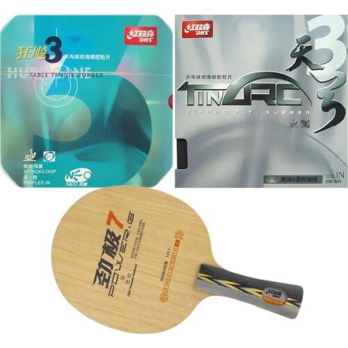 Pro Table Tennis PingPong Combo Racket DHS POWER.G7 PG7 PG.7 PG 7 with DHS TinArc 3 and NEO Hurricane 3 Rubbers