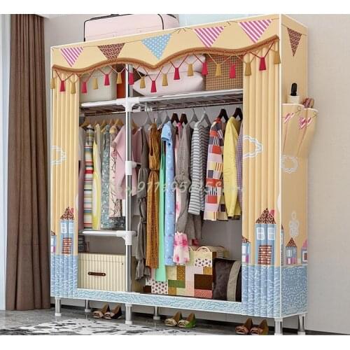 Simple Wardrobe Modern Simple Cloth Wardrobe Steel Tube Bold Reinforced Rental Room Home Bedroom Storage Wardrobe