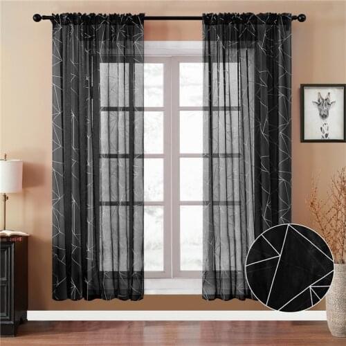 Khaki Red Geometric Nordic Style Window Curtain Decoration Modern Chiffon Sheer Curtains for living room Voile Tulle Curtains