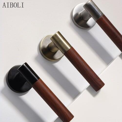 European Style Wood Grain Indoor Split Lock, Silent Solid Wood Door Handle Lock, Bedroom Household Mechanical Door Lock