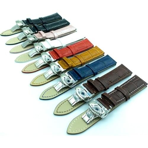 Genuine Leather 14mm 16mm 18mm 19mm 20mm 21mm 22mm 23mm 24mm Watch Band 12/13/14/15/16/17mm Soft Watch Strap Butterfly Buckle