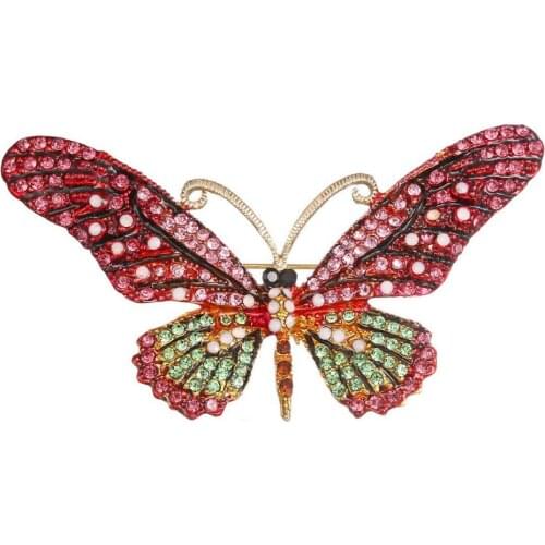 Luxurious Multicolor Crystals Enamel Lovely Big Butterfly Brooch Hot Selling Elegant Women Clothes Jewelry Pin Scarf Buckle Pin