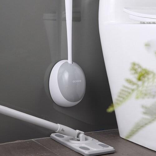 TPE Silicone Toilet Brush No Dead Corners Household Wall-Mounted Shelf Wash WC Cleaning Brush Bathroom Accessories Set