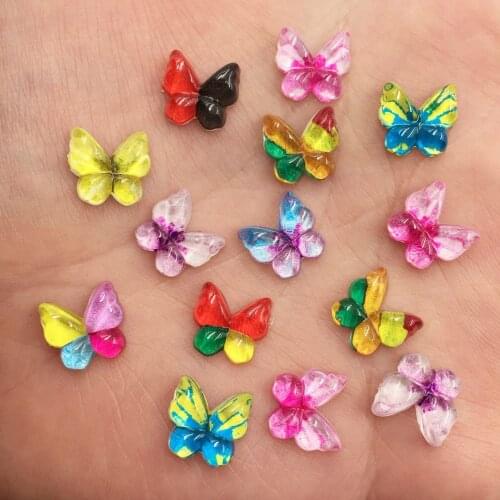 Resin Cabochon mini Colorful Butterfly Flat Back Rhinestone Applique 120pcs DIY Wedding Scrapbook Decor Home Figurine Craft OW73