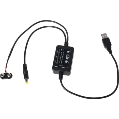 9V Battery Eliminator USB Cable 5V Boost to 9V Converter DC 5.5x2.1mm Power Regulator Line For Multimeter Microphone