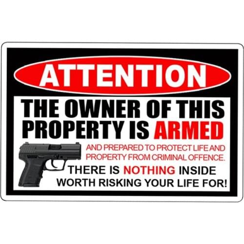 For Owner Armed Warning Vinyl Decal Sticker 2nd Amendment Gun Firearm Pistol Permit Man Home Handgun 13cm X 8.6cm