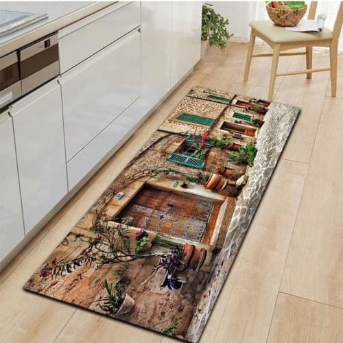 Vintage Oil Painting Houses Entrance Doormat Home Kitchen Carpet Bedroom Floor Decoration Living Room Rug Bathroom Non-Slip Mat