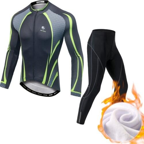 YOCENE Black Men Fleece Clothing Bike Wear Warmth Cycling Sets Uniform Long Sleeve