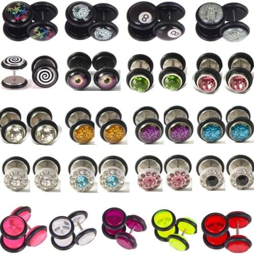 1Pair Cheater Plugs Fake Ear Tunnel Faux Ear Piercing Gauges Earring Falso Stretches Expander Faux Piercing Oreille Punk Jewelry