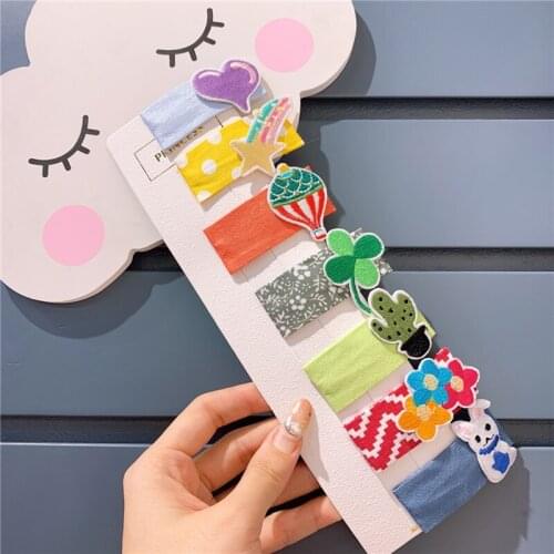 Embroidery Floral Hairpins Cartoon Rainbow Hair Clips Cute Cactus Rabbit Barrettes Hair Accessories Headdress For Girls Children