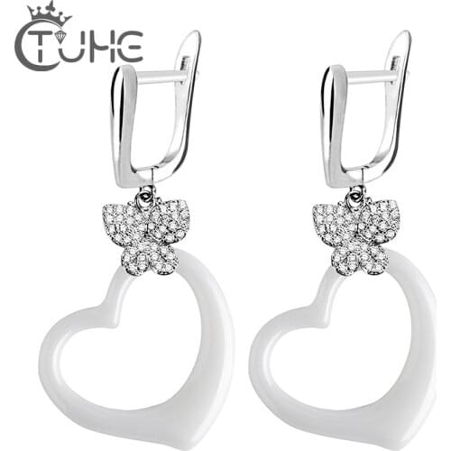 2019 Fashion Earrings Ceramic Hollow Geometry Earrings Bling Crystal Butterfly Lovely Heart Sweet Earrings for Women Gifts Jewel