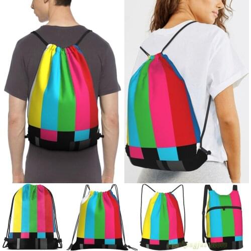 Tv Color Bars Women Purpose Drawstring Backpack Bags Men Outdoor Travel Backpacks For Gym Training Swimming Fitness Bag