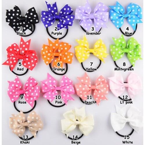 15 pcs/lot , polka dots bow hair tie , Ponytail Holder Hair Elastic