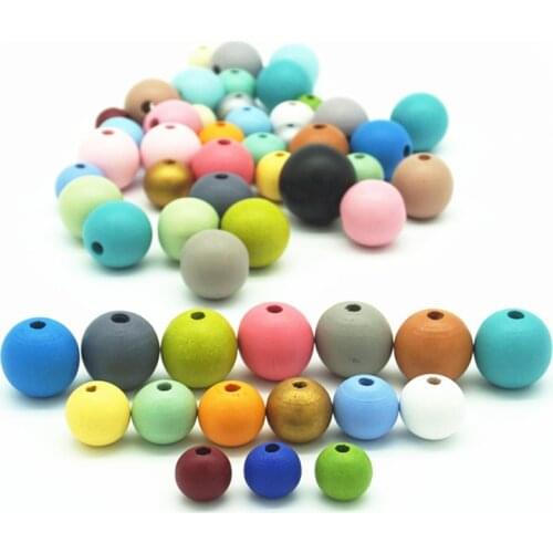 16 25mm Colorful Maple Wooden Beads Round Balls Wood Spacer Charms For DIY Jewelry Making White Pink Blue Grey Black Red