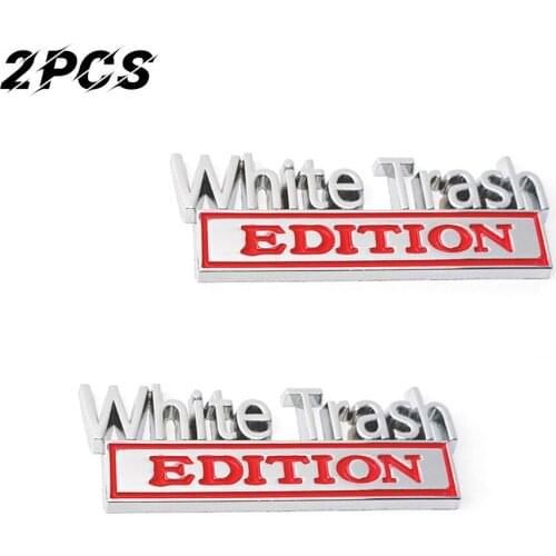 8.7x3.2cm Emblem Door Badge Matte Silver Red Truck Letter Fender White 2PCS