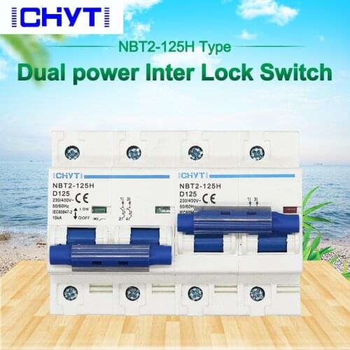 2P 100A 125A MTS Dual power Manual transfer switch Inter Lock Circuit breaker MCB 50HZ/60HZ 400V
