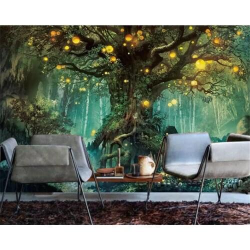 Beibehang Custom size Beautiful dream forest classic silky 3d wallpaper tree living room TV background wall papers home decor