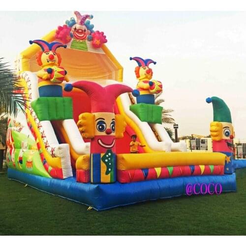 Free ship to sea port, clown slide 9x6m newest inflatable bouncer slide, giant inflatable slide toys for carnival party