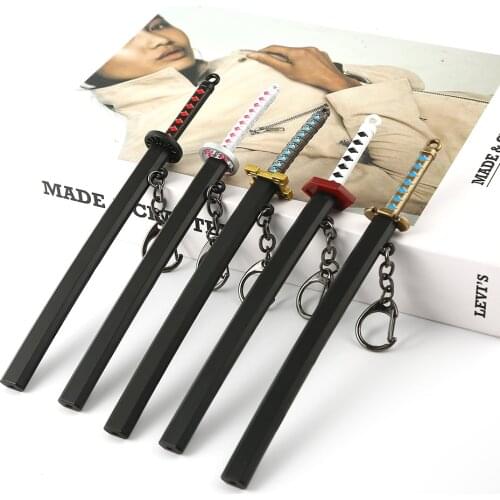 Fashion Japan Anime Demon Slayer Sword Keychain Demon Slayer Kimetsu Cartoon Kamado Tanjirou Blade of Ghost Weapons Props Gifts