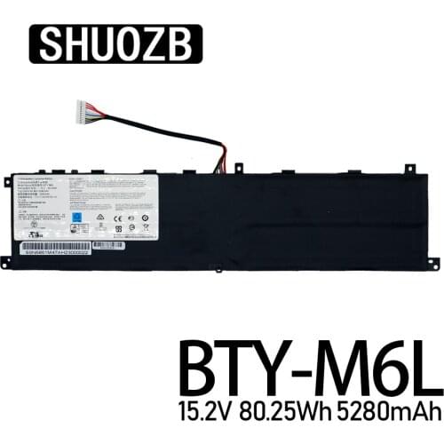 SHUOZB BTY-M6L Laptop Battery For MSI 8RF GS65 PS42 8RB PS63 PS63 8RC 8RE 8RB 8RC 8RF MS-16Q3 15.2V 5280mAh 80.25Wh