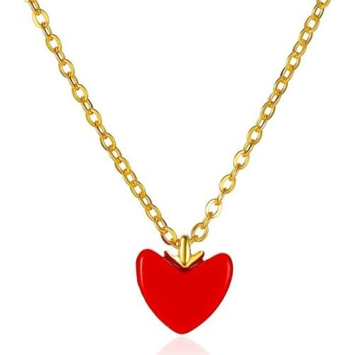 Fashion woman clothing accessories necklace Red hearts collarbone chain with minimalist collarbone chain necklace for woman