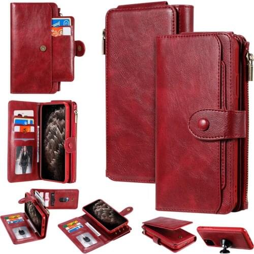 Leather Wallet Flip Case For iPhone 11 Pro Max XR Xs 6 7 8 Plus S20 Card Case Multi-functional Magnetic Kickstand Phone Cases