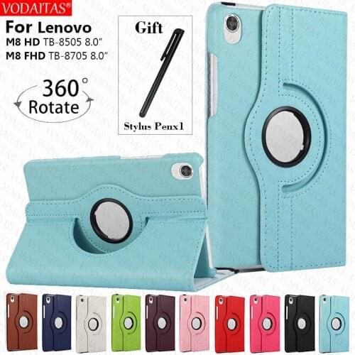 360 Degree Rotating Stand Tablet Cover For Lenovo Tab M8 FHDTB-8705F/TB-8705N HD TB-8505F/X/FS 8" Cover Case M8 TB-8705 TB-8505