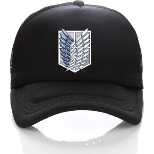 Anime Attack on Titan hat Regiment Scout Legion Symbol Black Mesh Trucker Cap Baseball Cap Snapback Hat For Men Women
