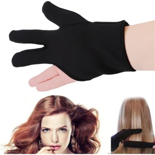 Black Heat Resistant Three Fingers Glove Hair Straightener Curling Hairdressing 3 Finger Gloves Hair Styling Tools